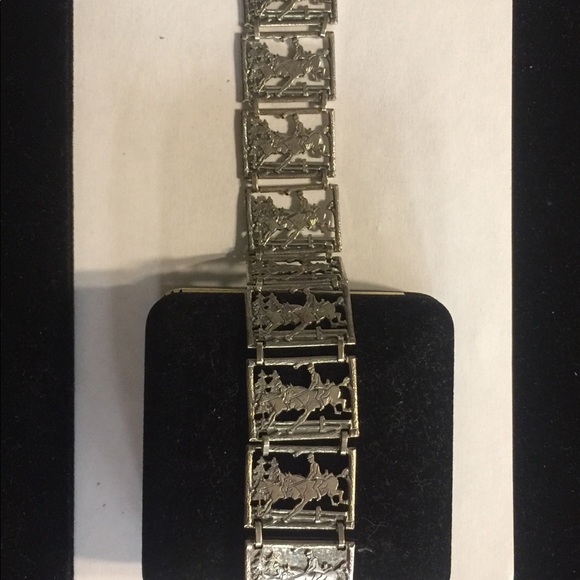 Sterling Silver Equestrian Panel Bracelet